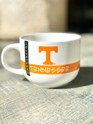 colorful soup mug with campus illustration and officially licensed tennessee logo for grad gift