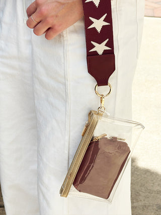 Taylor Clear Stadium Wristlet - Maroon