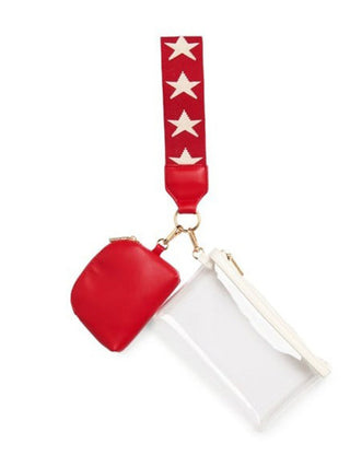 Taylor Clear Stadium Wristlet - Red