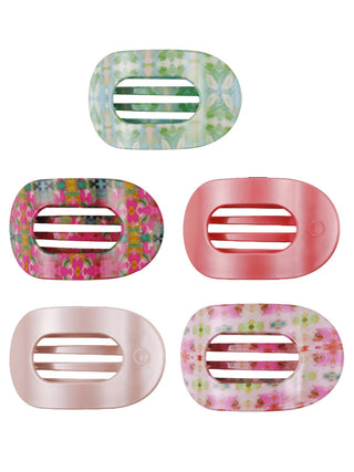 spring colored flat round teleties hair clips