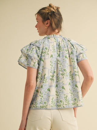 The Garden Flirt Top - Blue