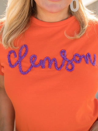 Glitter Squad Clemson Tee - Orange