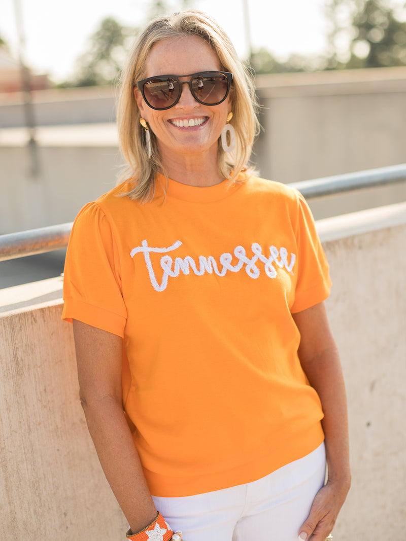 Orange & White Sequin Football Shirt Dress - TN Vols Gameday
