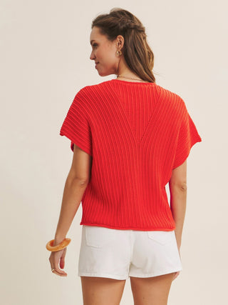 The Ruche Crush Sweater - Tomato Red