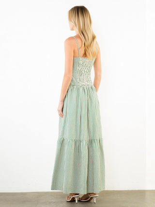 Cabana Stripe Dress Midi - Green