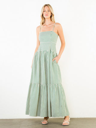 Cabana Stripe Dress Midi - Green