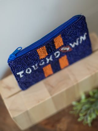 Touchdown Coin Bag - Navy and Orange