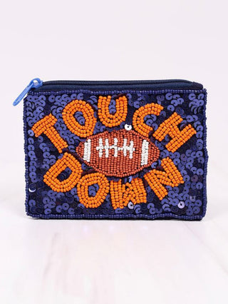 Touchdown Sequin Pouch Navy Orange