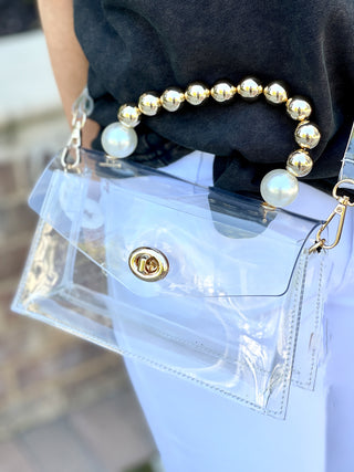 Pearl Elegance Clear Clutch Bag
