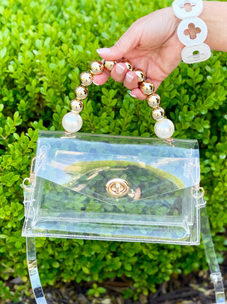 Pearl Elegance Clear Clutch Bag