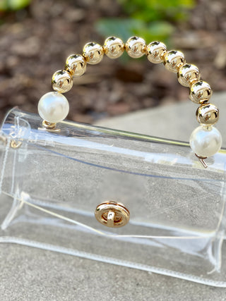Pearl Elegance Clear Clutch Bag