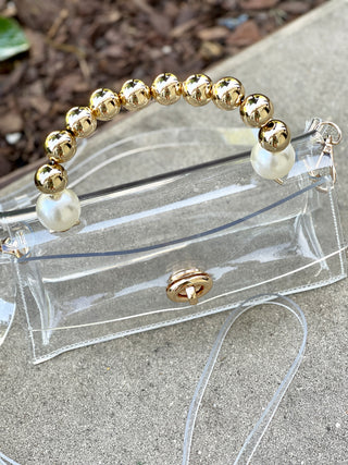 Pearl Elegance Clear Clutch Bag