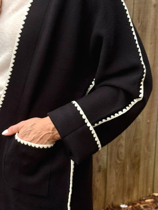 Trim Rebel Midi Cardigan - Black