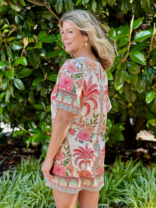 Tropic Crush Trumpet Sleeve Mini Dress - Multi