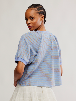 Tropic Sweatshirt Cardigan - Baby Blue
