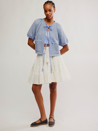 Tropic Sweatshirt Cardigan - Baby Blue