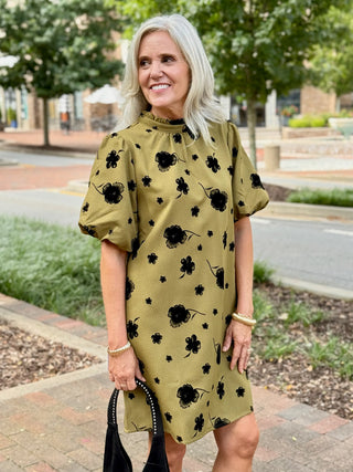 Twilight Flora Mini Dress - Olive