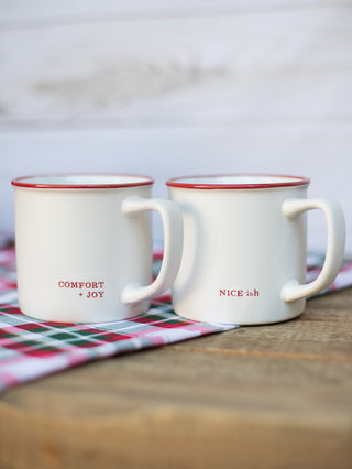 a pair of white and red christmas coffee cups perfect for holiday home decor and funny stocking stuffer gifts