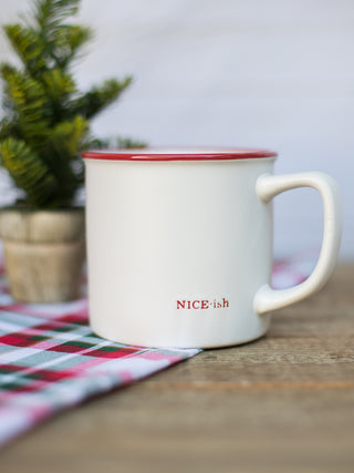 Typeset Holiday Mug White with Red