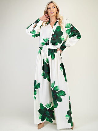 Brushstroke Breeze Shirt - White/Green