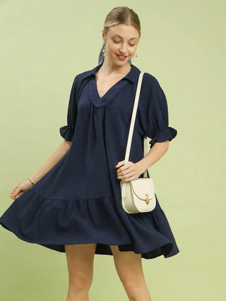 Celeste Bell Mini Dress - Navy