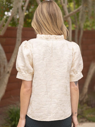 Velvet Bloom Blouse - Cream