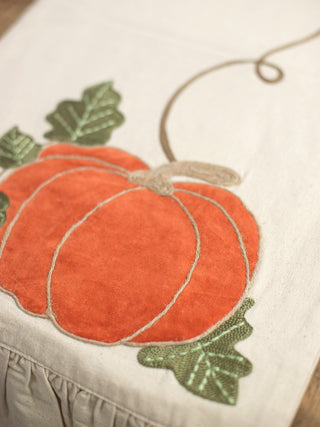 Linen Velvet Pumpkin Table Runner - Natural