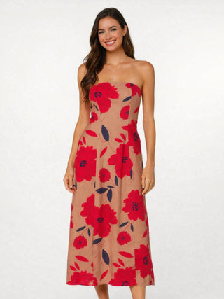 Vivienne Strapless Midi Dress - Desert Floral