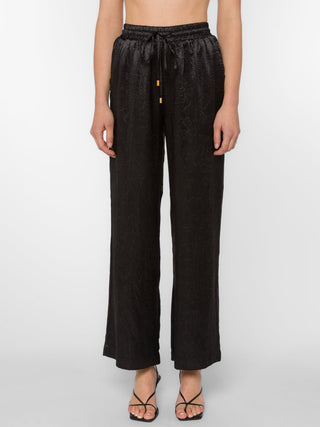 Vela Crinkle Silk Pants - Black