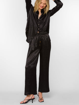 Vela Crinkle Silk Pants - Black
