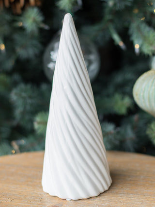 White Spiral Porcelain LED Tree