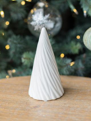 White Spiral Porcelain LED Tree