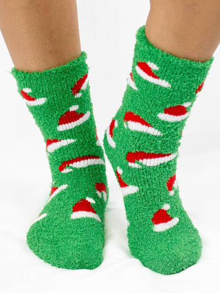 Women's Santa Hat Socks - Green