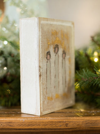 Wood Block Fabric Angel Trio