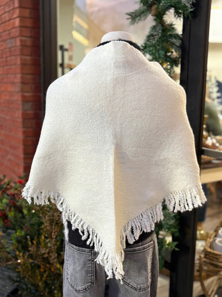 Wool Blend Triangle Wrap - Ivory