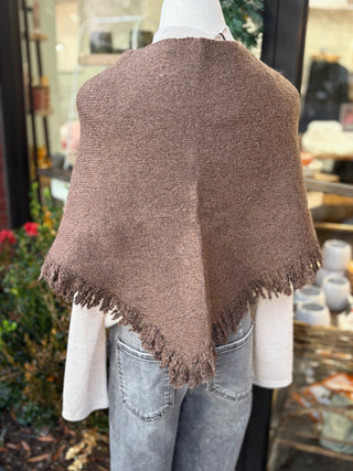 Wool Blend Triangle Wrap - Taupe Brown