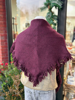Wool Blend Triangle Wrap - Wine