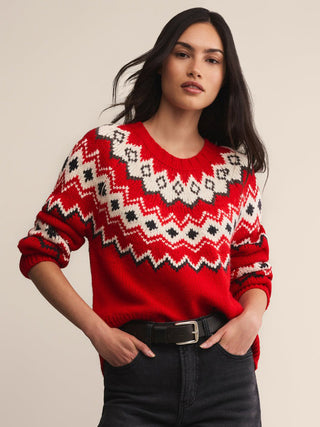 Z Supply Adornment Fair Isle Sweater - Festive Red