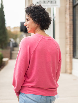 Z Supply Cassie Sip Back Long Sleeve Top - Pink Rose