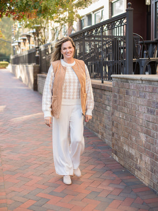 Z Supply Cedar Houndstooth Sweater - Sandstone