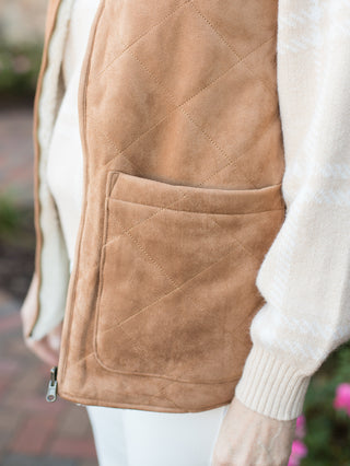 Z Supply Cosmos Reversible Suede Vest - Camel Brown