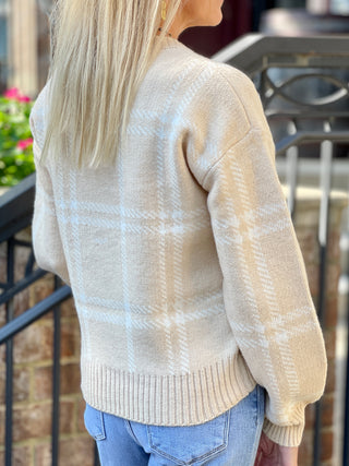 Z Supply Jolene Plaid Sweater - Almond