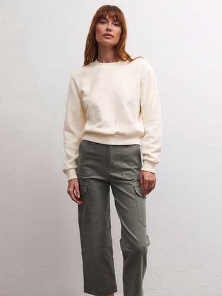 Z Supply Lottie Embroidered Sweatshirt - Sandstone