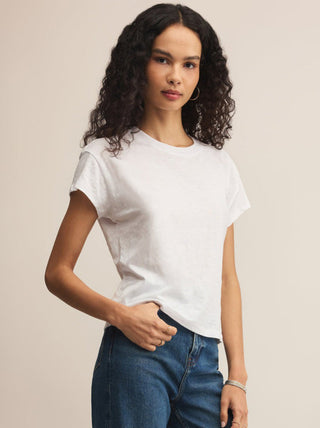 a classic white modern slub tee