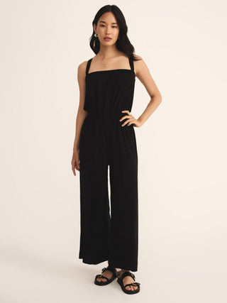 black sleeveless square neckline jumpsuit 
