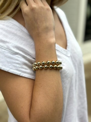 Shiny Beaded Double Stretch Bracelet - Gold