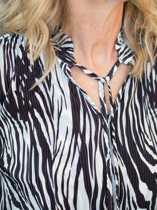 Zesty Zebra Crinkle Blouse - Black