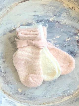 ultra soft socks gift for newborn baby in delicate colors of white blue and pink