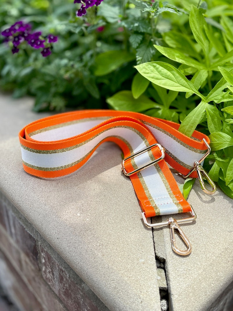 Star of the Show Beaded Adjustable Purse Strap in Orange and White