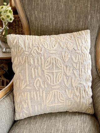 Set the Tone Pillow Cream Beige Square Throw Pillow Sofa Pillow Tone on Tone Pillow Decorative Pillow